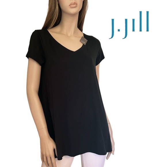 J. Jill Elliptical Tee Tank T Shirt Pima Cotton Short Sleeve V-Neck Relaxed Fit - Picture 12 of 14